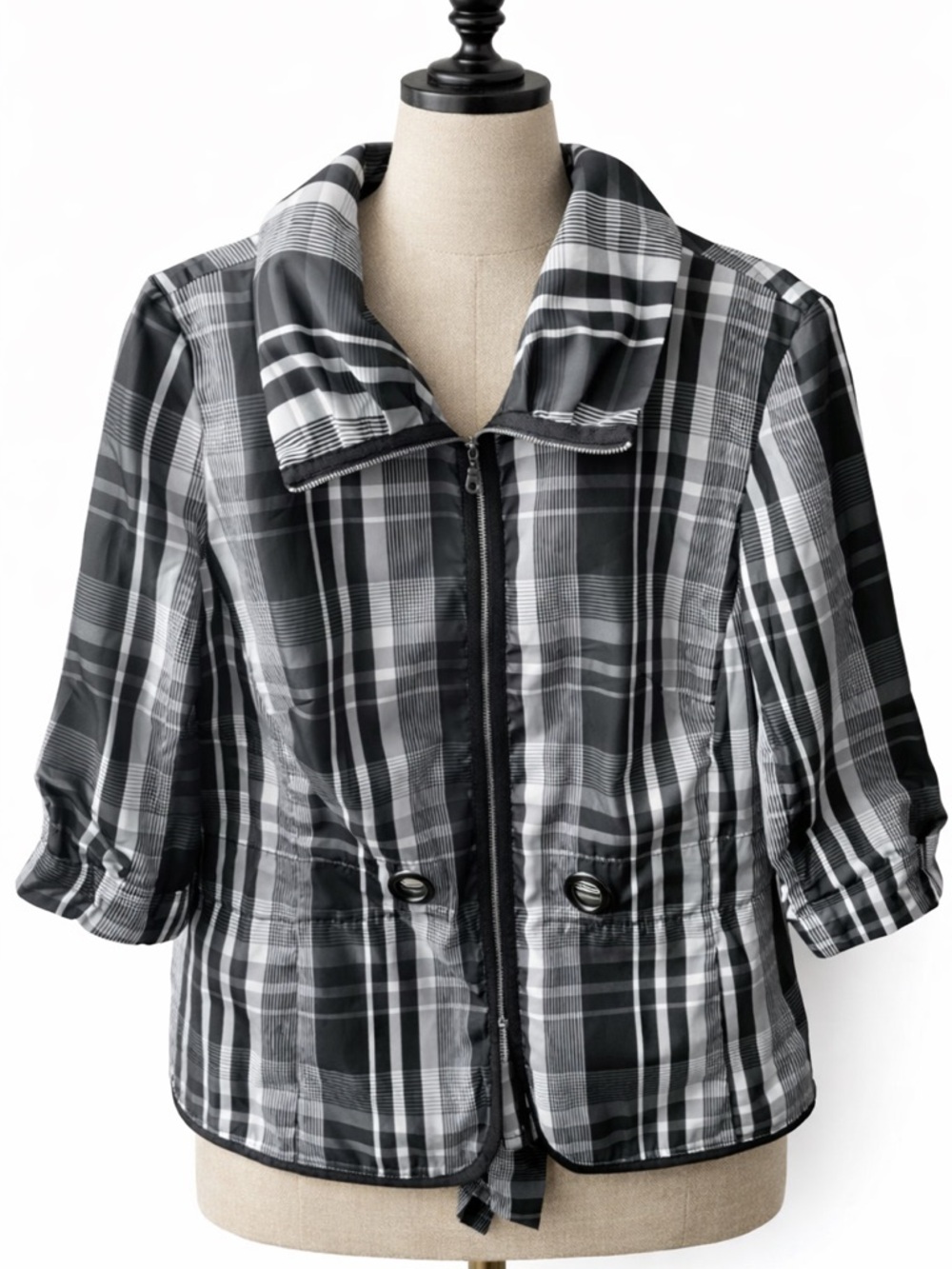 Tribal Black & White Plaid Jacket – Size 14